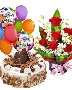 cake,flowers & balloons